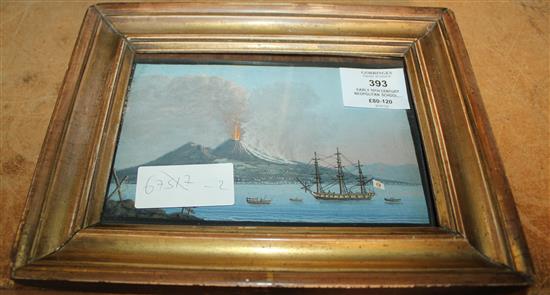 Early 19th century Neopolitan School, gouache, Vesuvius erupting, inscribed and dated 1817, 4 x 7in.